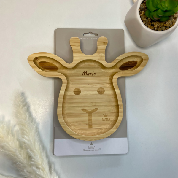 Assiette en bambou personnalisable Girafe Gravé