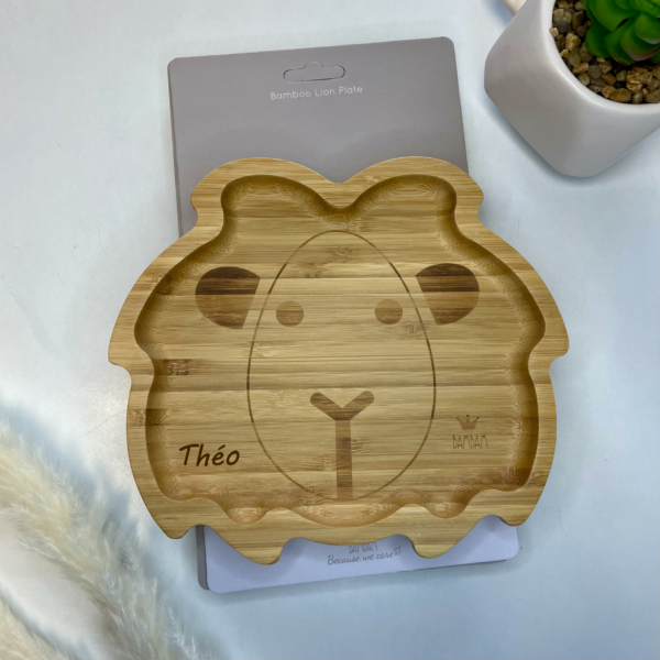 Assiette en bambou personnalisable lion