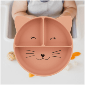 Assiette pour bébé en silicone chat