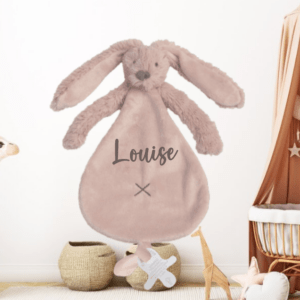 Doudou plat personnalisé lapin richie rose