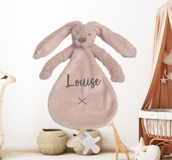 Doudou plat personnalisé lapin richie rose