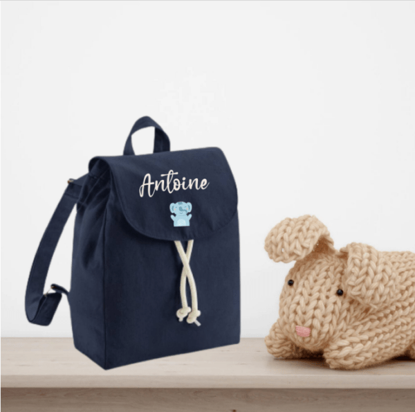 Sac à dos enfant personnalisé bleu marine animaux