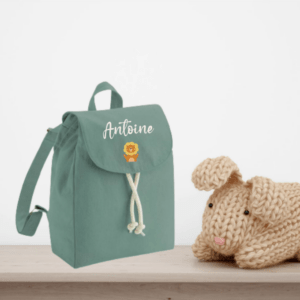 Sac à dos enfant personnalisé vert animaux