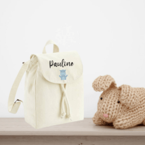 Sac à dos enfant personnalisé crème animaux