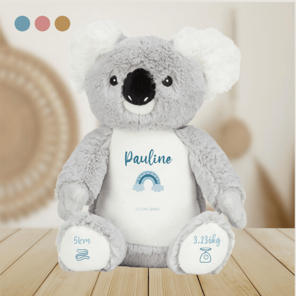 Peluche de naissance personnalisée koala bleu