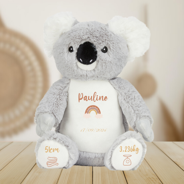 Peluche de naissance personnalisée koala orange