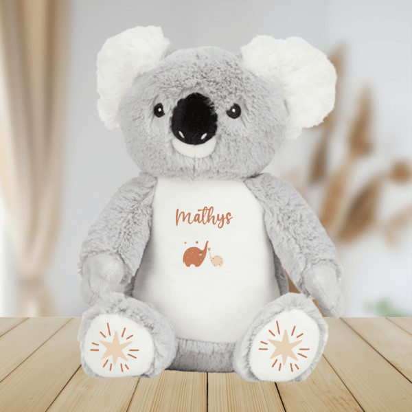 Peluche personnalisée koala éléphant orange