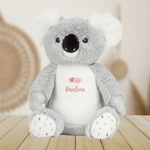 Peluche personnalisée koala nuage rose