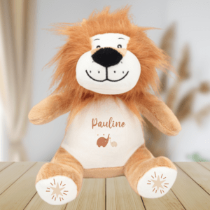 Peluche personnalisée lion elephant orange