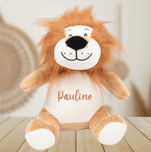 Peluche personnalisée lion prénom orange