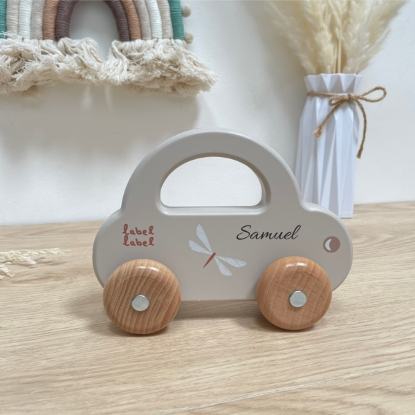 petite voiture beige personnalisé bébé