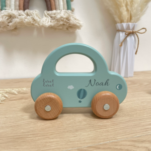 petite voiture turquoise personnalisé bébé label label